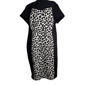 NWT Lane Bryant Shapely Fitted Animal Print on Black Dress Full Back Zip sz 22